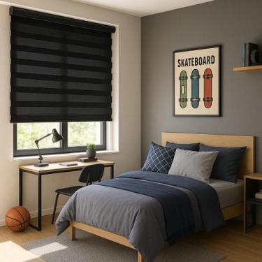 Imagem de Persiana Double Vision Sunny 160larg x 160alt Total Black (com bandô) 