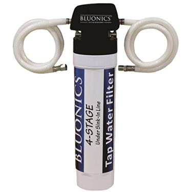 Imagem de Filtro de água de torneira embutido em linha com 4 estágios para sistema de purificador de areia, ferrugem, sujeira, cloro, pesticidas, herbicidas e metais pesados. Não precisa de torneira separada.