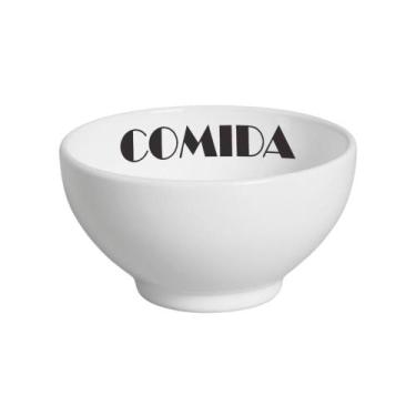 Imagem de Kit Comedouro Branco/Preto Suporte Médio - Cerâmica Regina