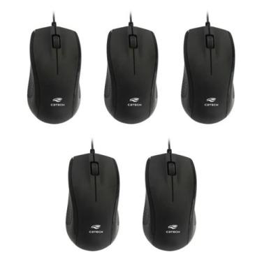 Imagem de Kit 5 Mouse Óptico USB MS26BK Preto C3Tech Com Fio 2 Metros