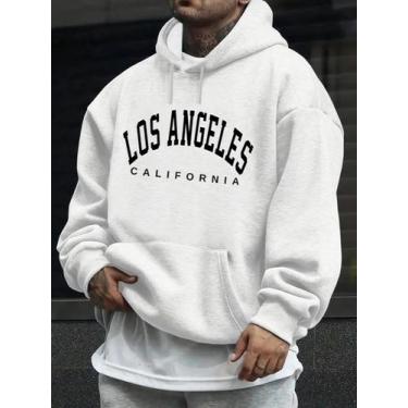 Imagem de Moletom Masculino Blusao Casual Basico Estampado Los Angeles - Qualida