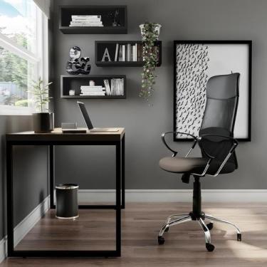 Imagem de Cadeira de Escritório Diretor Giratória Teslin II com Braços Preta - M