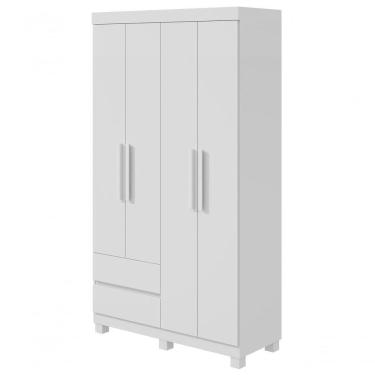 Imagem de Guarda-roupas Solteiro 4 Portas 2 Gavetas Sem Espelho Com Pés Zeus - Lopas Branco