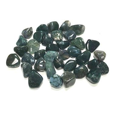 Imagem de Zentron Crystal Collection ágata verde musgo trançado – pedras grandes de 2,5 cm em bolsa de veludo (450 g)