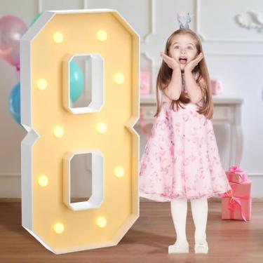 Imagem de Letreiro LED com letras e números, letreiro com alfabeto alimentado por bateria para iluminação noturna, casamentos, aniversários, festas, luzes de Natal ou decoração de casa (branco quente)