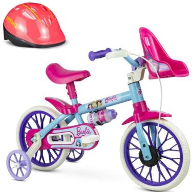 Imagem de Bicicleta da Barbie Aro 12 Infantil com Capacete Nathor, Rosa, Feminin
