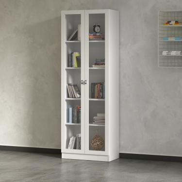 Imagem de Armário Estante Com 2 Portas De Vidro Cr25069 Branco