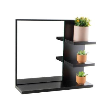 Imagem de Espelho Para Banheiro Com Armário Preto Nice 40Cm