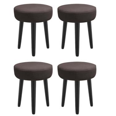 Imagem de Kit 04 Banqueta Alta Julya Industrial 55Cm Pé Palito Preto Suede Marrom - Amey Decor