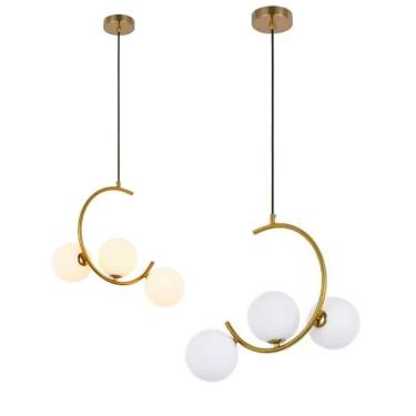 Imagem de Luminaria Pendente Lustre Meia Lua Enfeite Luxo Sala Quarto