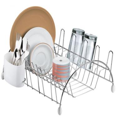 Imagem de Escorredor De Louças Para 13 Pratos Utimil Em Aço Branco Com Cromada