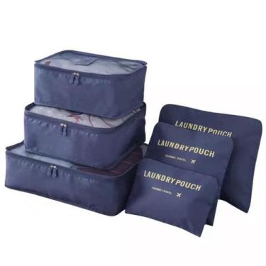 Imagem de Organizador de Mala de Bagagem Viagem Kit 6 Peças Bolsa - oem, Azul ma
