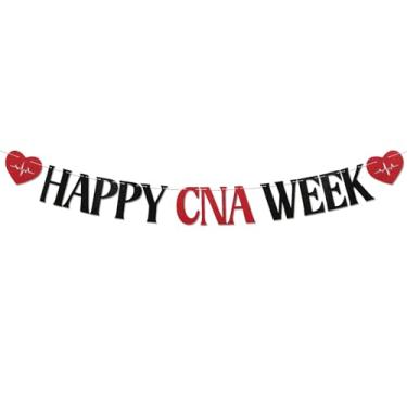 Imagem de Nesinpa Faixa Feliz Semana Do Cna - Decorações De Agradecimento, Nós Amamos Nossos Cnas, Para Festa Auxiliar Enfermagem Certificado Preto Vermelho Glitter
