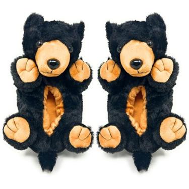 Imagem de ooohyeah Pantufas Femininas De Animais Felpudos, Fofas, Engraçadas, Aconchegantes E Antiderrapantes Espuma Para Mulheres, Homer, O Urso Preto, P