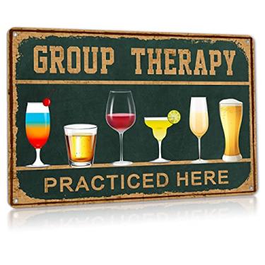 Imagem de ALREAR Placas De Terapia Grupo Metal, Decorações Vintage Para Pátio, Café, Bar, Decoração, Pub, Cerveja, Arte Parede, Placa Lata, 12X8" Alumínio