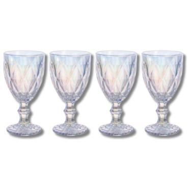 Imagem de Kit c/ 4 Taça de Vidro Diamond Colorida 340ML Suco Água Eventos - PRAT