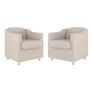 Imagem de Kit 02 Cadeiras Poltronas Decorativas Recepção Clinica Suede - Balaqui