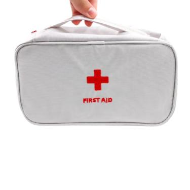 Imagem de Bolsa de Primeiros Socorros Portátil, 24 x 14 x 8 cm, Compartimentos Organizadores, Branca e Vermelha