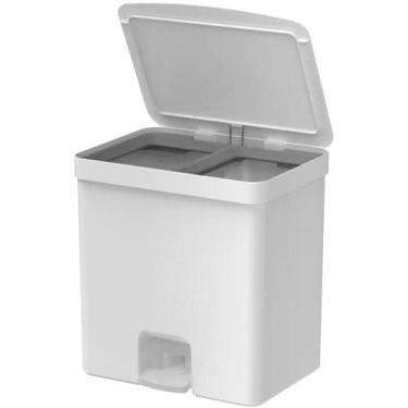 Imagem de Lixeira Dupla 20l Banheiro Cozinha Reciclagem Ou Cor Branco