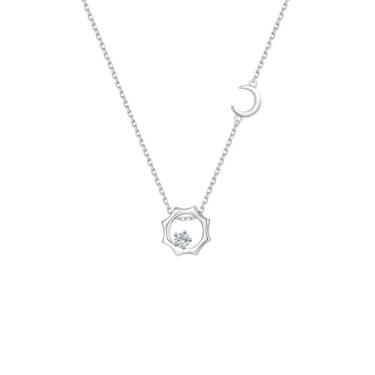 Imagem de LittleFathand Colar de lua e sol para mulheres e homens, banhado a ouro, prata, colar delicado com pingente de sol crescente, presente de joia de dia dos namorados, Aço inoxidável, Sem Pedra Preciosa