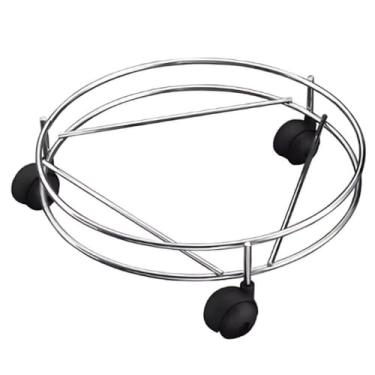 Imagem de Suporte Para Gás Botijão Com Rodinha Cromado Aço Inox