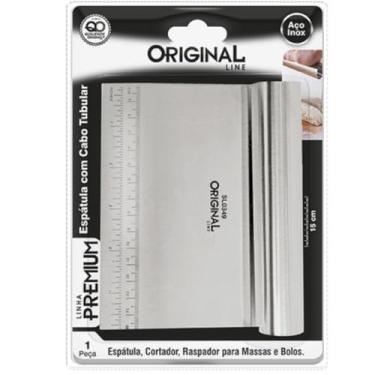 Imagem de Espátula Profissional de Aço Inox, 15cm, Cortador e Raspador para Massas e Bolos com Régua