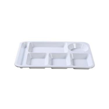 Imagem de Prato de fast food requintado quadrado branco de imitação minimalista doméstico de porcelana - prato de seis grades de 35,56 cm (espessura aprofundada)