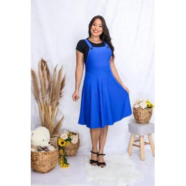Imagem de Jardineira Gode Midi Moda feminina - Ana flor, Azul royal, GG