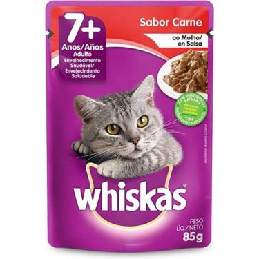 Imagem de Ração Úmida Whiskas Sachê Carne ao Molho para Gatos Adultos Sênior 7+ 