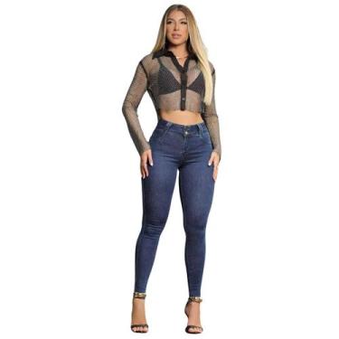 Imagem de Calça Feminina Pit Bull Jeans Skinny Escura - 87238, 40, Azul