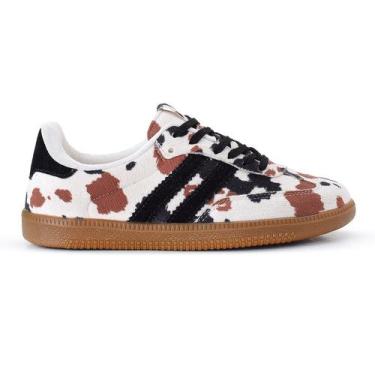 Imagem de Tênis Casual Feminino Animal Print Duas Listras Cow Print - Onyx, Cow,