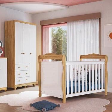 Imagem de Quarto de Bebê com Berço Minicama e Guarda-roupa 3 Portas 100% MDF Nin