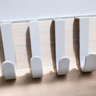 Imagem de Kit 4 Ganchos Para Portas De Armários E Gavetas - FLEX3D, BRANCO