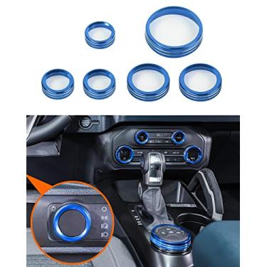 Imagem de Savadicar CKT01 Conjuntos de acabamento de botão de controle de alumínio, farol / 4 WD/HVAC - biséis de anel de botão de controle climático, ar-condicionado/capa de interruptor de rádio para Ford