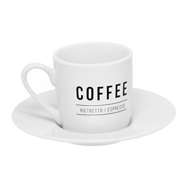 Imagem de Conjunto com 6 Xícaras de Café 80ml com Pires – Porcelana Manhattan – Elegante para Mesa Posta (Branco)
