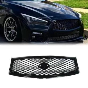 Imagem de Grade de para-choque de carro tiras decorativas kit de corpo grade de corrida grade de para-choque dianteiro compatível com Q50SL 2014-2017 parte externa (aparência de carbono)