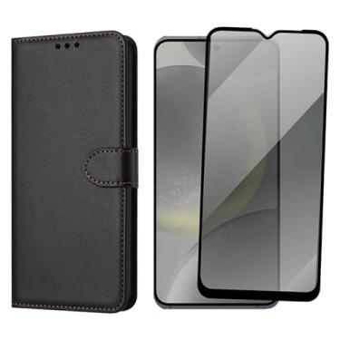Imagem de Capa Carteira Para Galaxy S24 Plus Capinha Flip Case + Película De Vidro 3D Privacidade Anti Spy