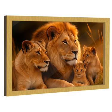 Imagem de Quadro Decorativo Família Celestial de Leões