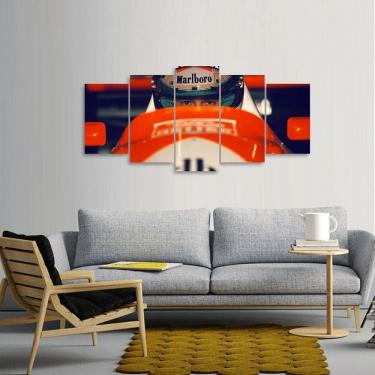 Imagem de Quadro Ayrton Senna no Carro decorativo Mosaico 5 Peças Para