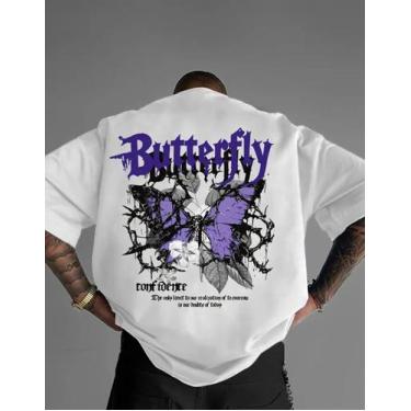 Imagem de Camiseta Branca Masculina Algodão Premium Oversized Basica - Helvog, B