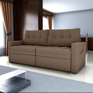 Imagem de Sofá-cama Nayla 3 Lugares Retrátil Bouclê Marrom - Matrix