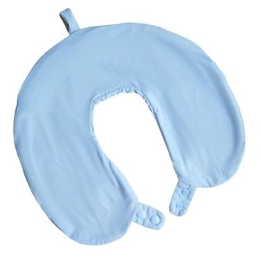 Imagem de foiesfiuh Capa de almofada de pescoço – Fronha de viagem de seda gelada refrescante com encaixe duplo, macia, lavável e leve, serve para travesseiros de viagem em forma de U – Apenas capa, sem