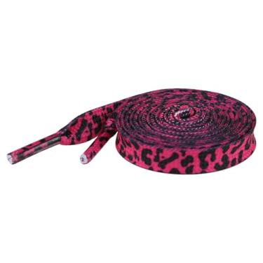 Imagem de Elerevyo 1 par de cadarços planos com estampa de leopardo para tênis, cadarços de 0,78 cm para sapatos casuais de caminhada, Rosa choque, 100cm/39.4"