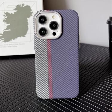 Imagem de Capa magnética de PC com padrão Kevlar em fibra de carbono para iPhone 16, 15, 14 Plus, 13, 12, 11 Pro Max, PS Roxo, para iPhone 14 Plus