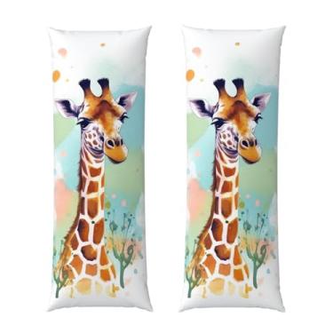 Imagem de Capa de travesseiro corporal com zíper oculto, fronha longa de microfibra macia e respirável para travesseiro corporal, arte de girafa ilustração, capas de travesseiro para cama de presente de dormir