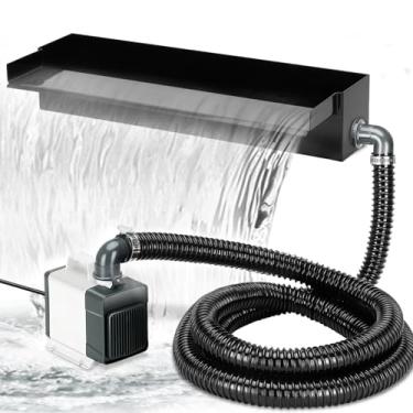 Imagem de Pulaim Kit de derramamento de cachoeira para lagos com bomba, inclui caixa de cachoeira de aço inoxidável de 61 cm, bomba de lagoa de 125 W 1453 GPH, fole longo o suficiente, não é necessário comprar