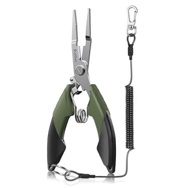 Imagem de pullther fishing Alicate de anel dividido de pesca, ferramentas de pesca de aço inoxidável, multiferramenta de pesca para água salgada e doce com cortador de linha trançada
