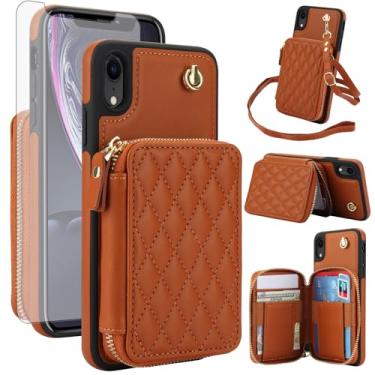 Imagem de Capa de celular para iPhone XR 6.1 carteira com protetor de tela de vidro temperado, alça de pulso com bloqueio de RFID, suporte para cartão iPhoneXR iPhone10R i Phonex 10XR 10R RX CR iPhoneXRcases