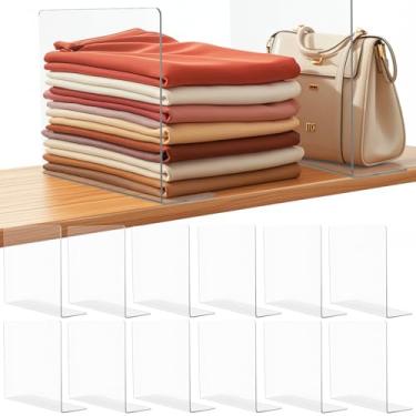 Imagem de Lebouri Divisórias de prateleira para organização de armário: 30,5 cm de altura x 25,4 cm de profundidade Divisórias de prateleira de armário de acrílico para bolsa de roupas suéter - Separadores