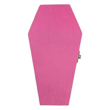 Imagem de oshhni Caixa de caixão de madeira com tampas articuladas, decoração de caixão, mini caixas de madeira para artesanato, lembrancinhas de festa de Halloween e, Rosa